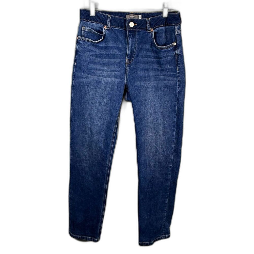 Mint Velvet Womens Straight Slim Jeans Blue Denim Medium Dark Wash Size 12